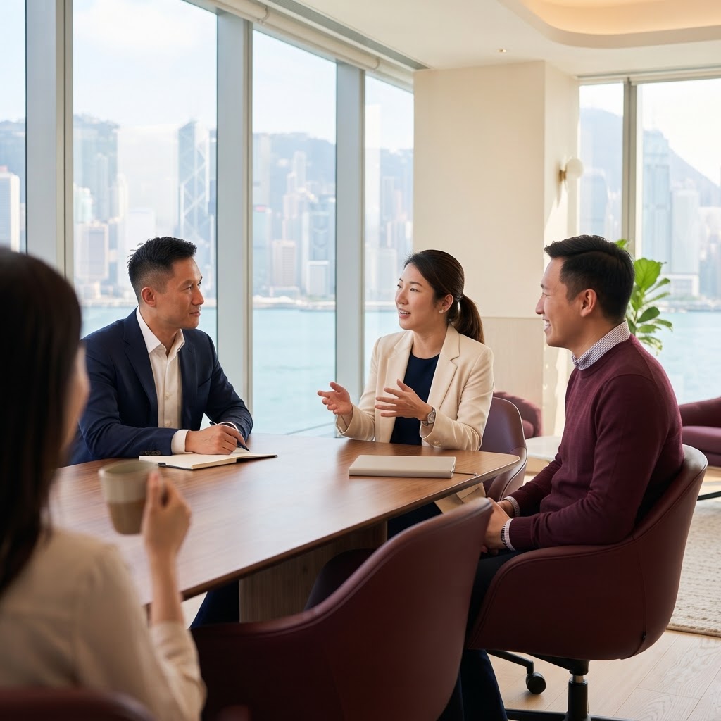 Recruitment consultants in a bright Hong Kong meeting room