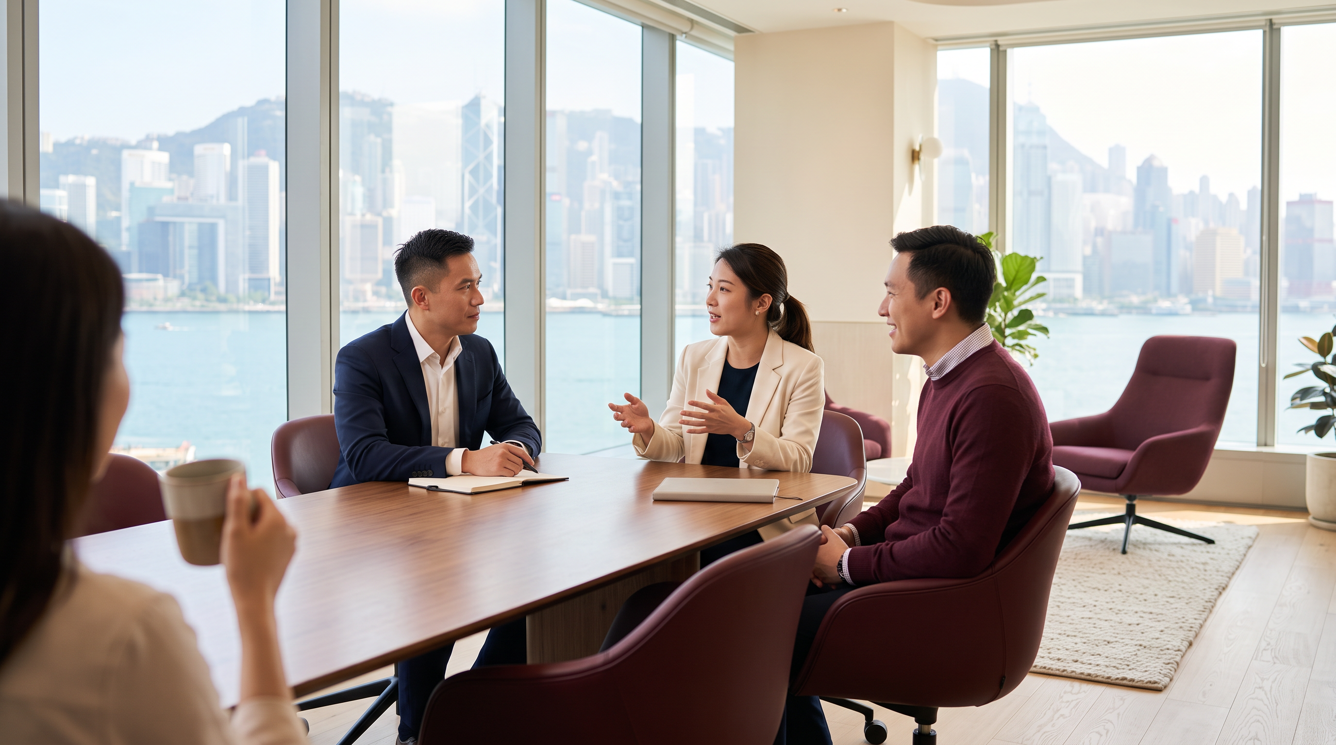 Recruitment consultants in a bright Hong Kong meeting room