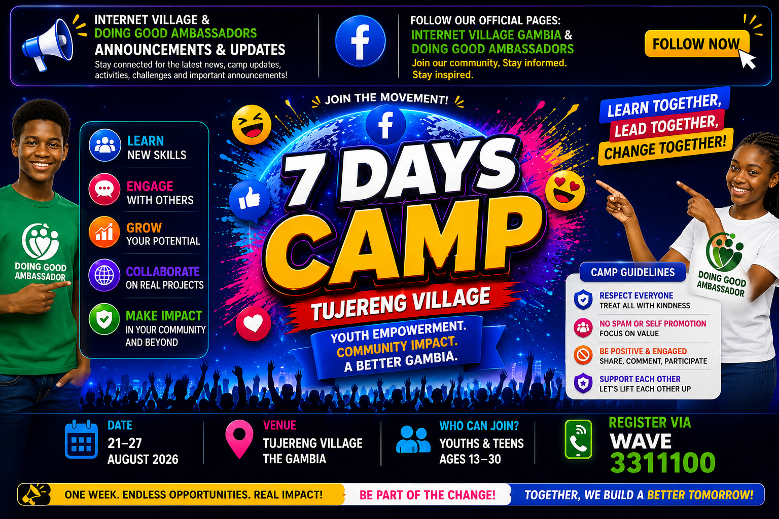 Doing Good Ambassadors August Camp 2026 — 7 Days Camp, Tujereng Village
