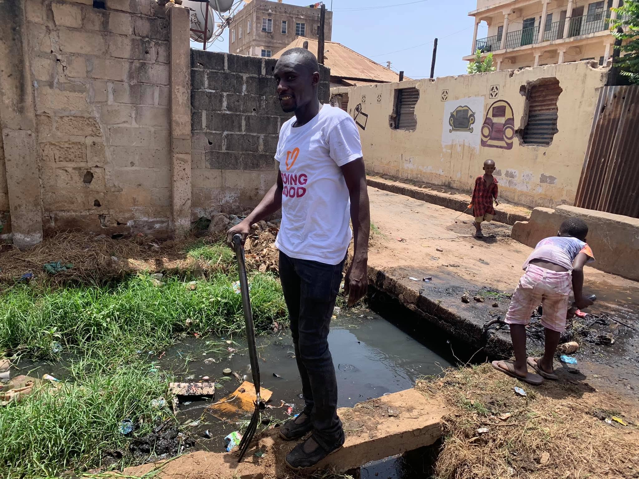 Clearing the drainage ditch