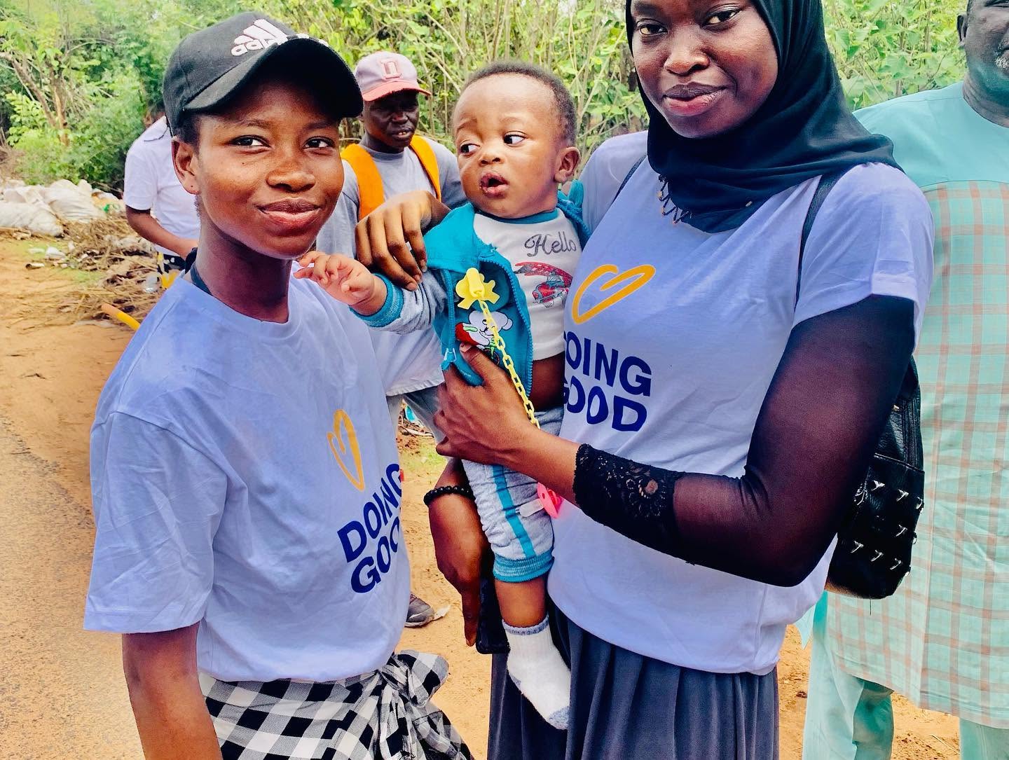 Ambassadors with a baby on site