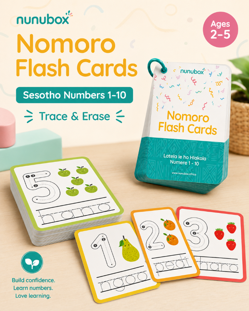 Numbers 1–10 Flash Cards (Sesotho) 4