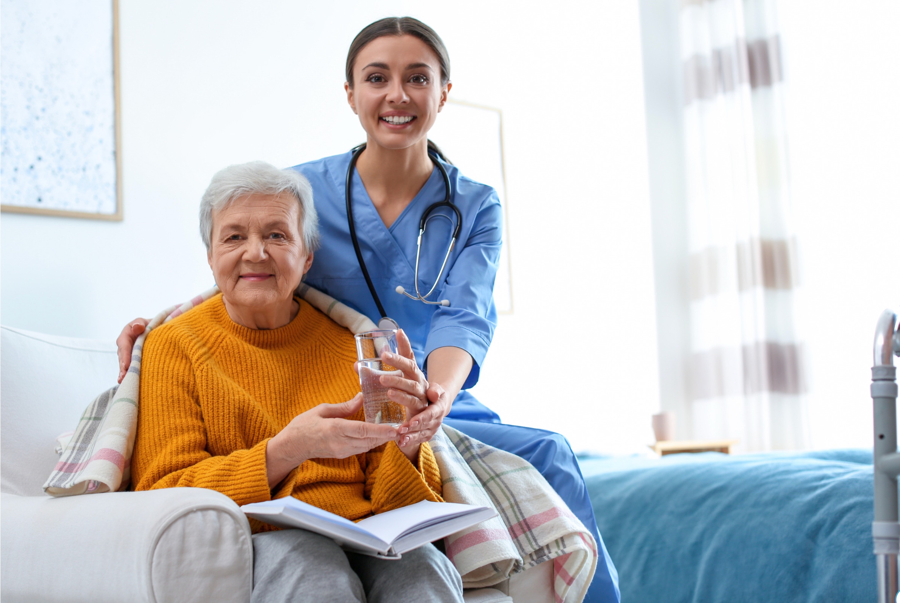 Caregiver and senior enjoying time together