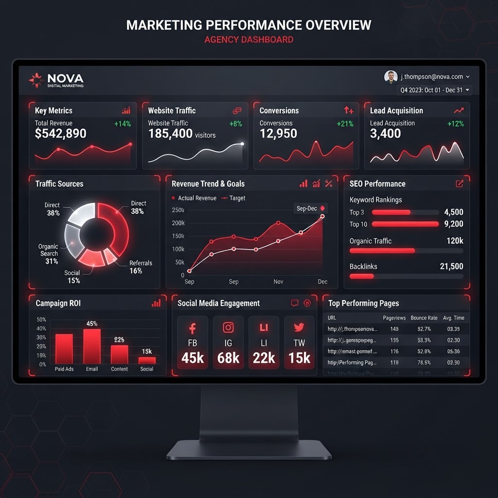 Las Vegas digital marketing agency dashboard - Vegas Marketing full-service marketing