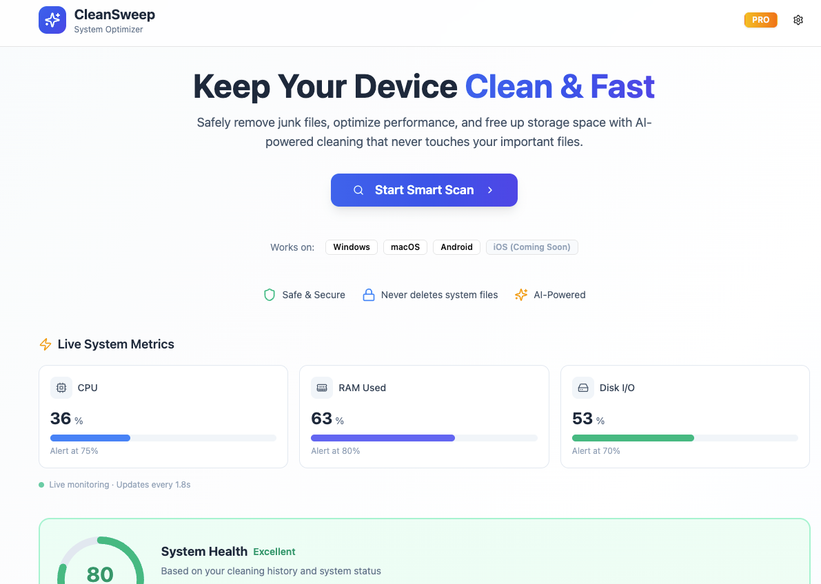 CleanSweep template preview
