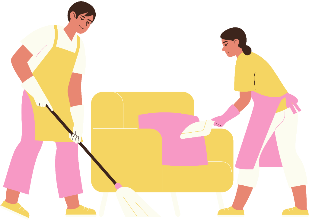 Illustration of two cleaners