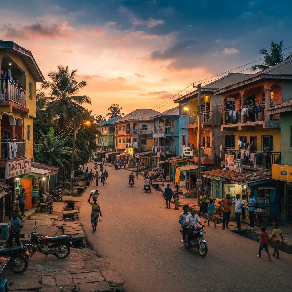 Vibrant Nigerian neighborhood