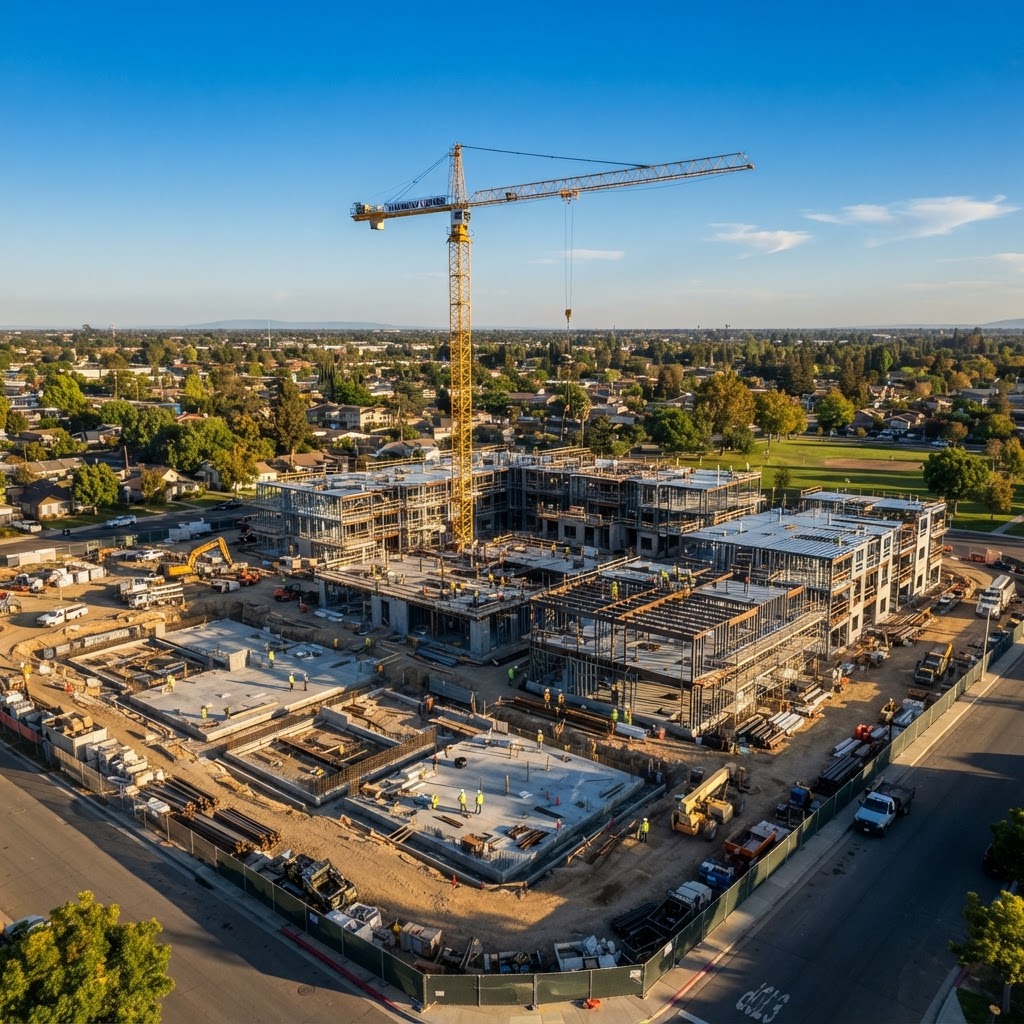 Construction site with crane