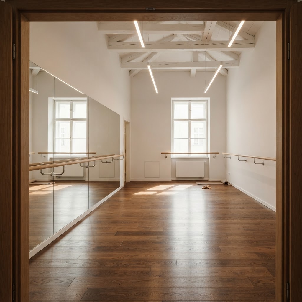 Ballet Studio Rental in Vienna — Studio 5, intimate 55 m² private studio with mirror and barre