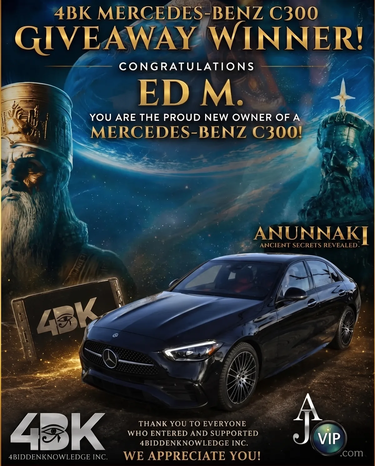 4BK Mercedes-Benz C300 Giveaway Winner — Ed M.