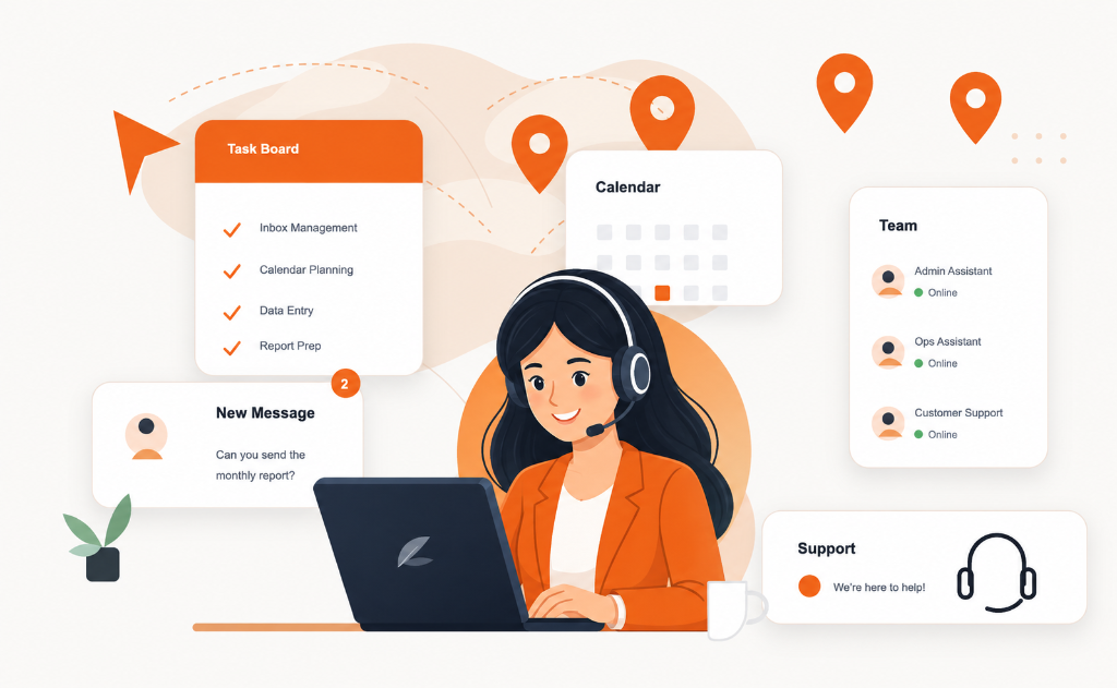 Virtual Assistant workspace illustration