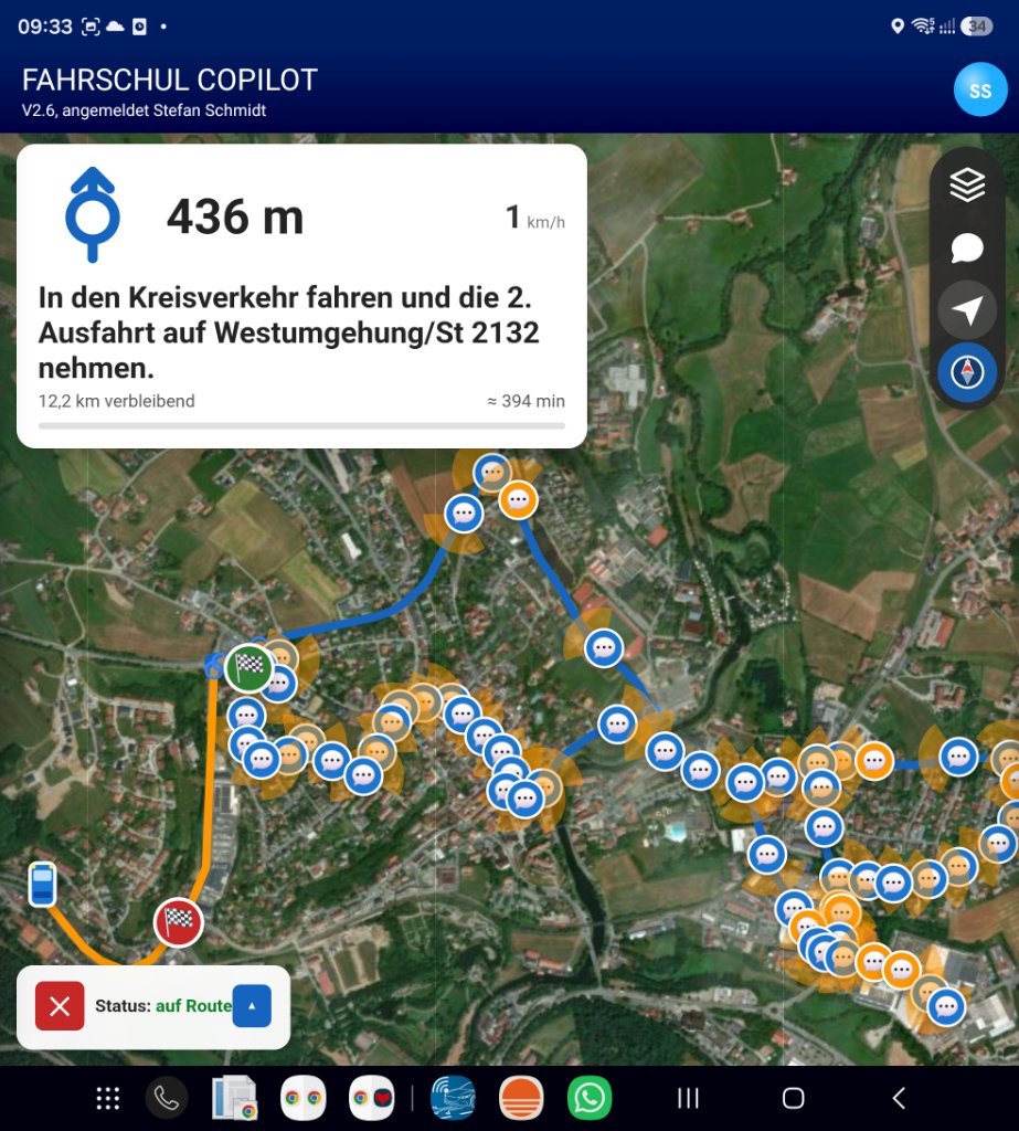 Beispiel einer geführten Tour in der Fahrschul-Copilot App