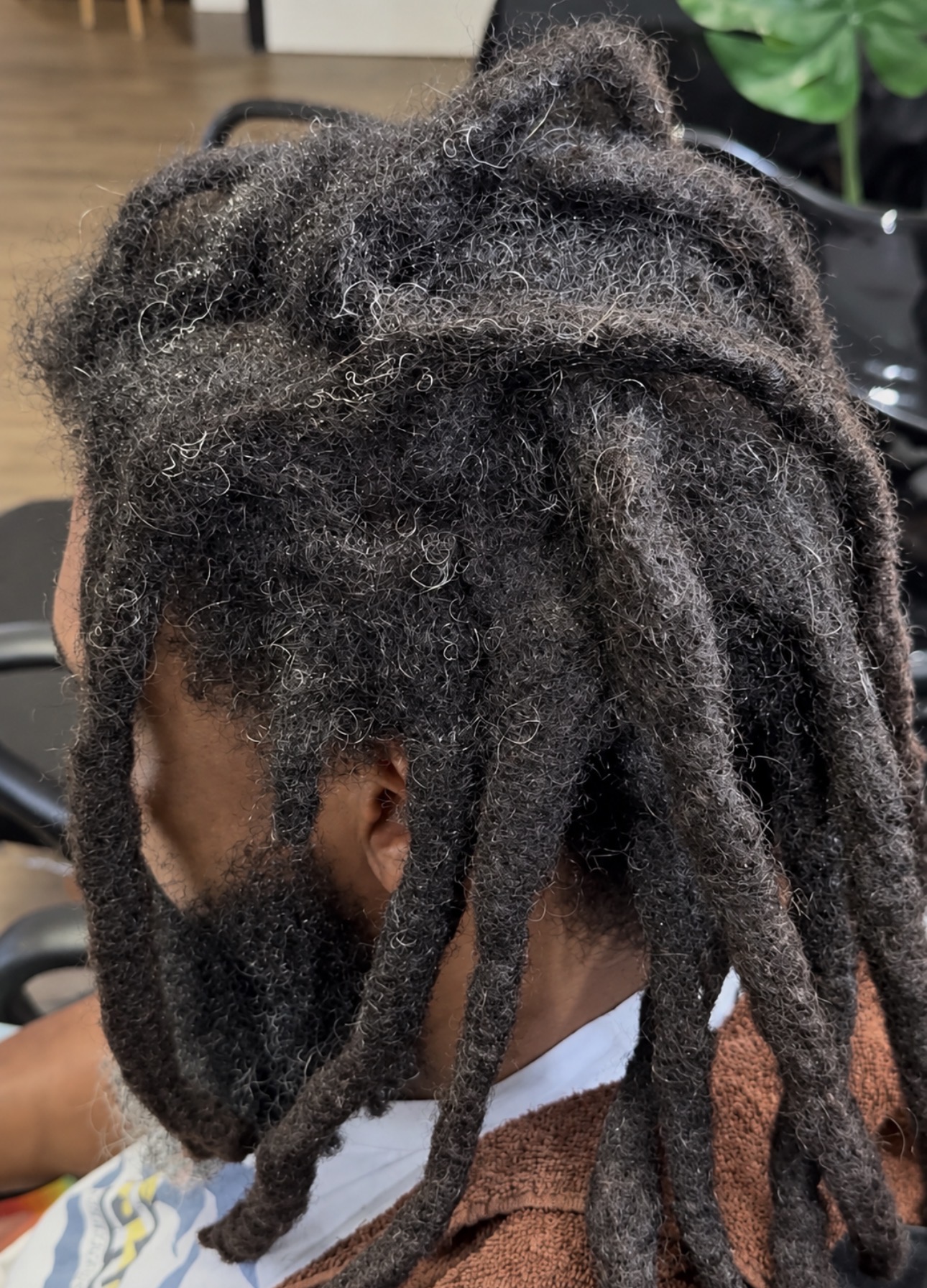 Matted locs at the roots, second view
