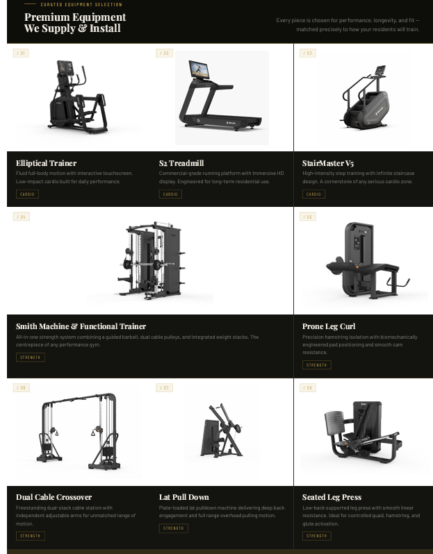 Premium equipment we supply and install - luxury fitness equipment selection Qatar