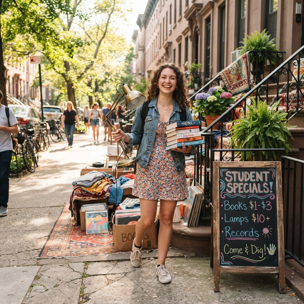 Dorm Bound: Thrifting College Essentials on NYC Stoops