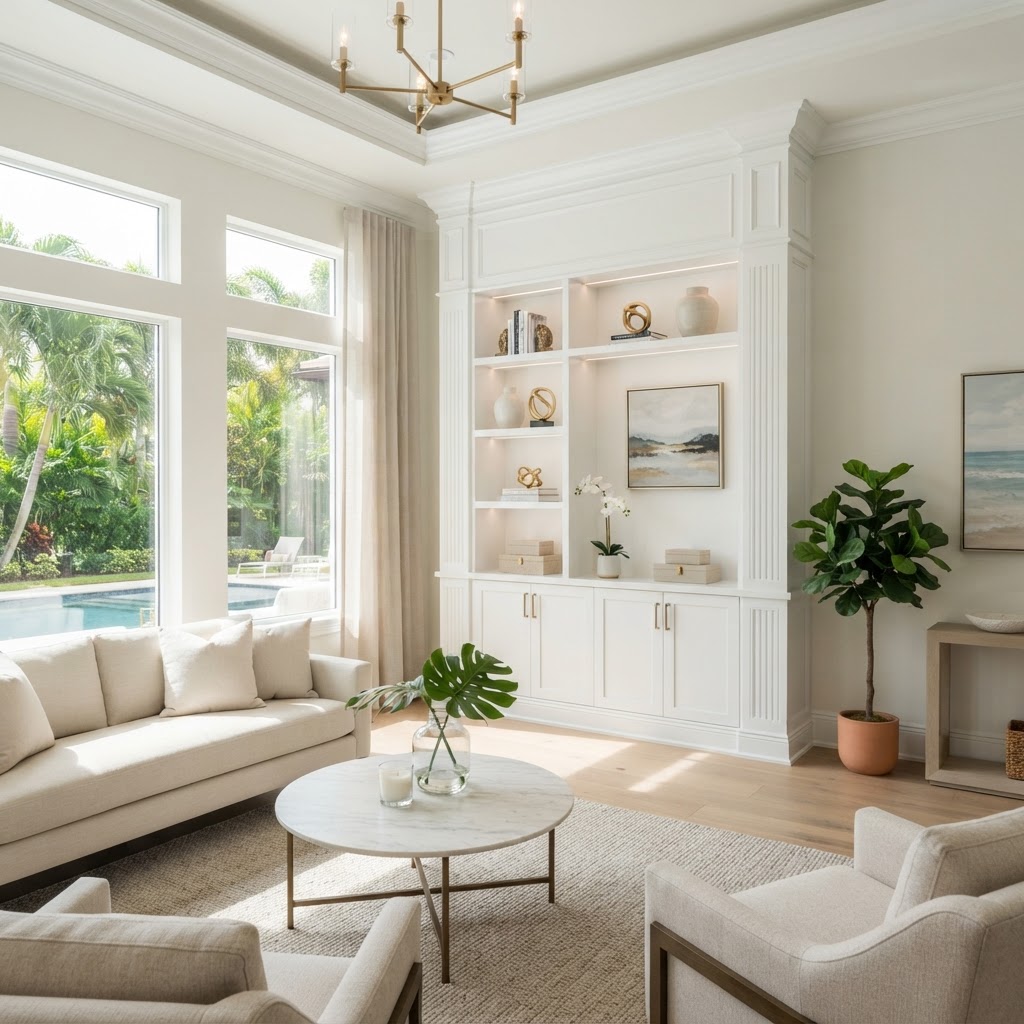 Custom millwork showcase in a luxury Central Florida home