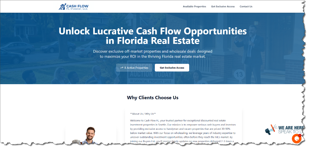 Wholesaler Investor Landing Page