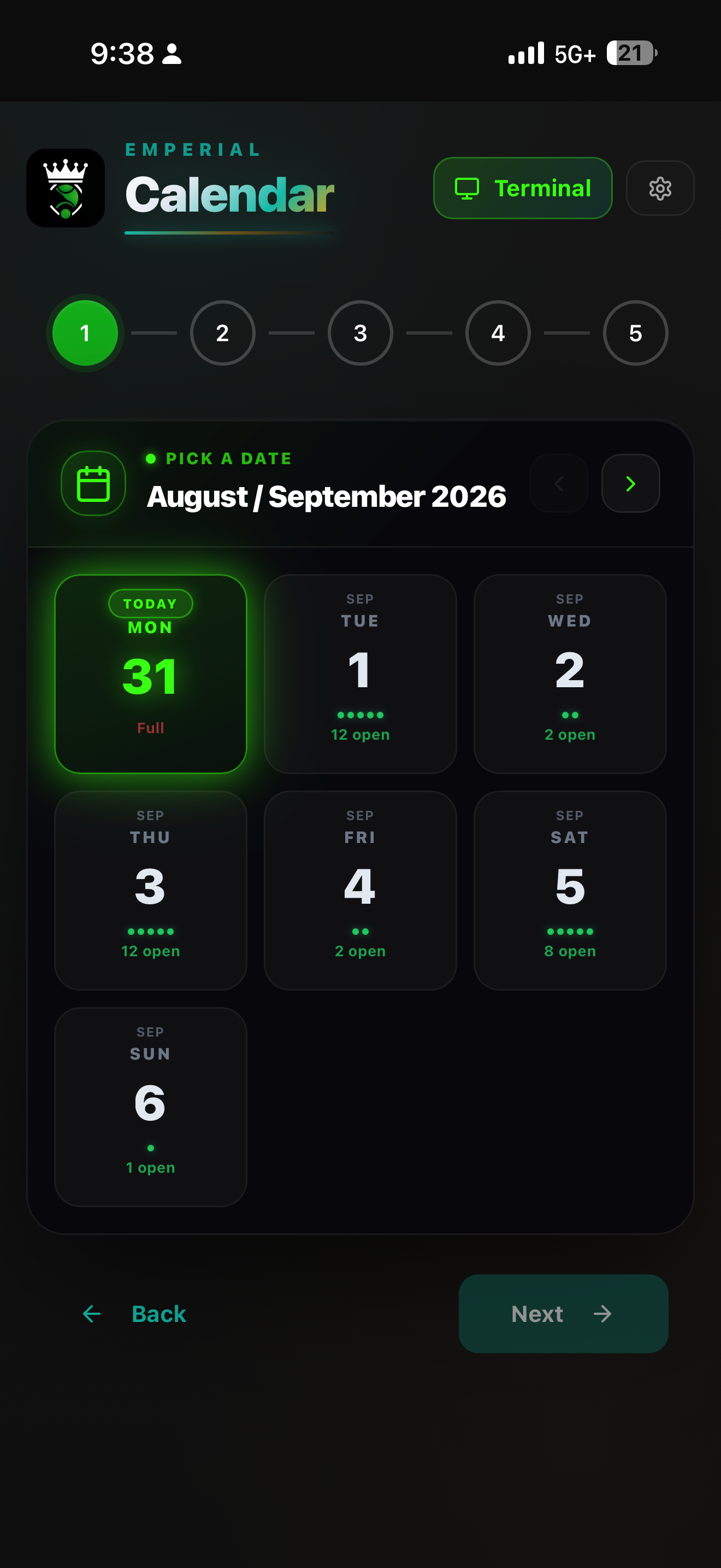 Emperial Tennis online lesson scheduling experience