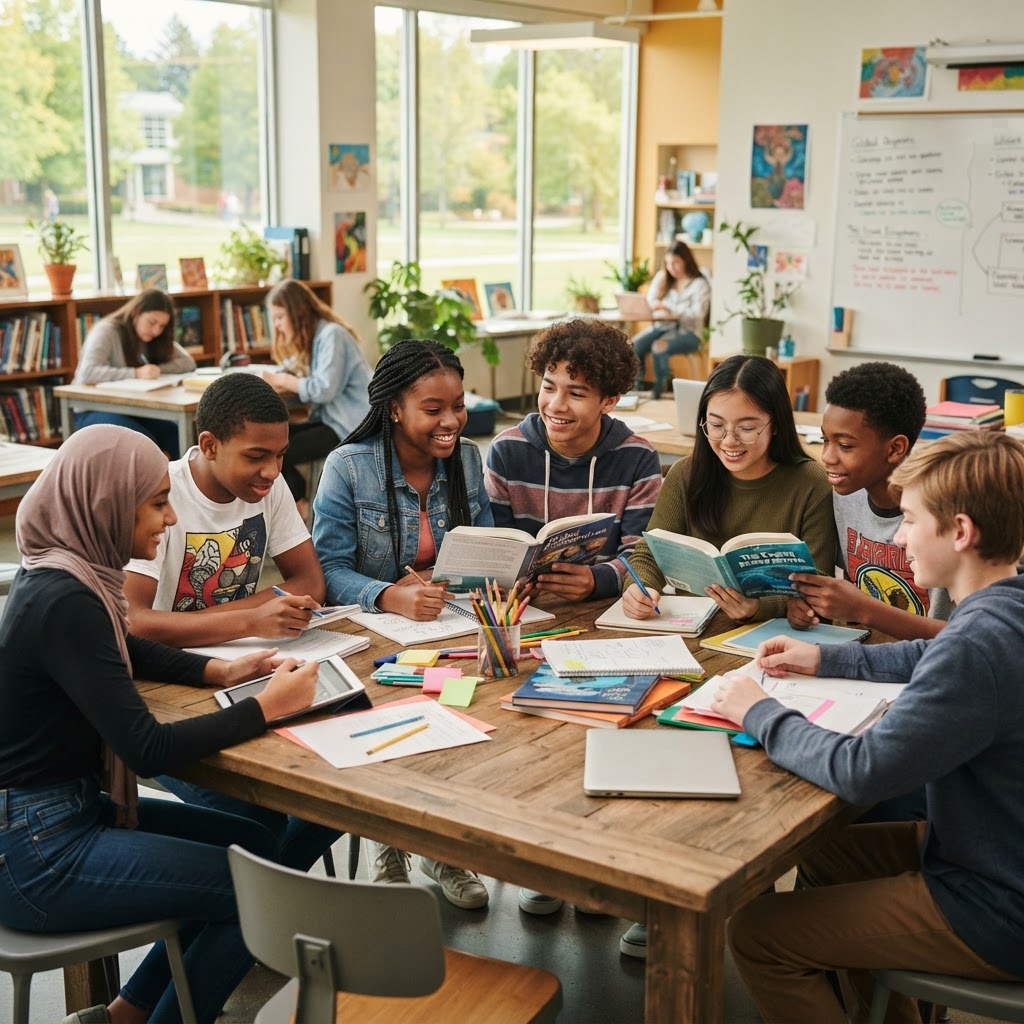 Diverse youth learning together