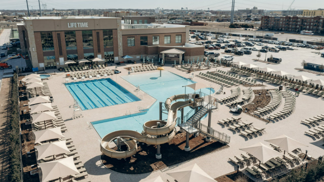 Aerial view of Life Time Frisco and its outdoor courts