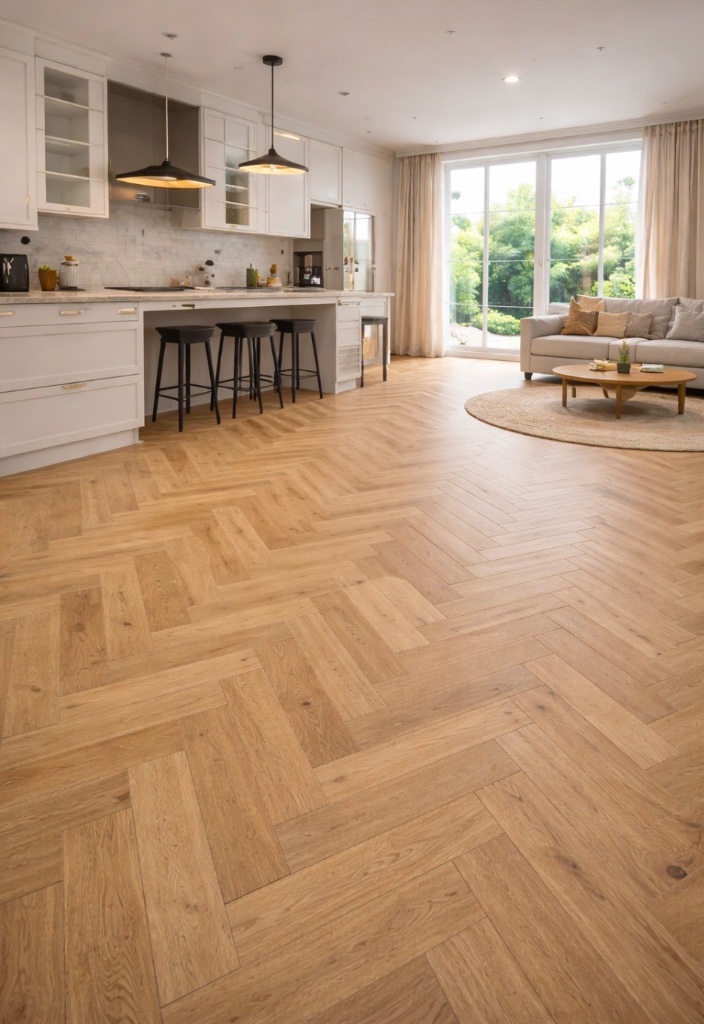Luxury home interior with premium wood flooring