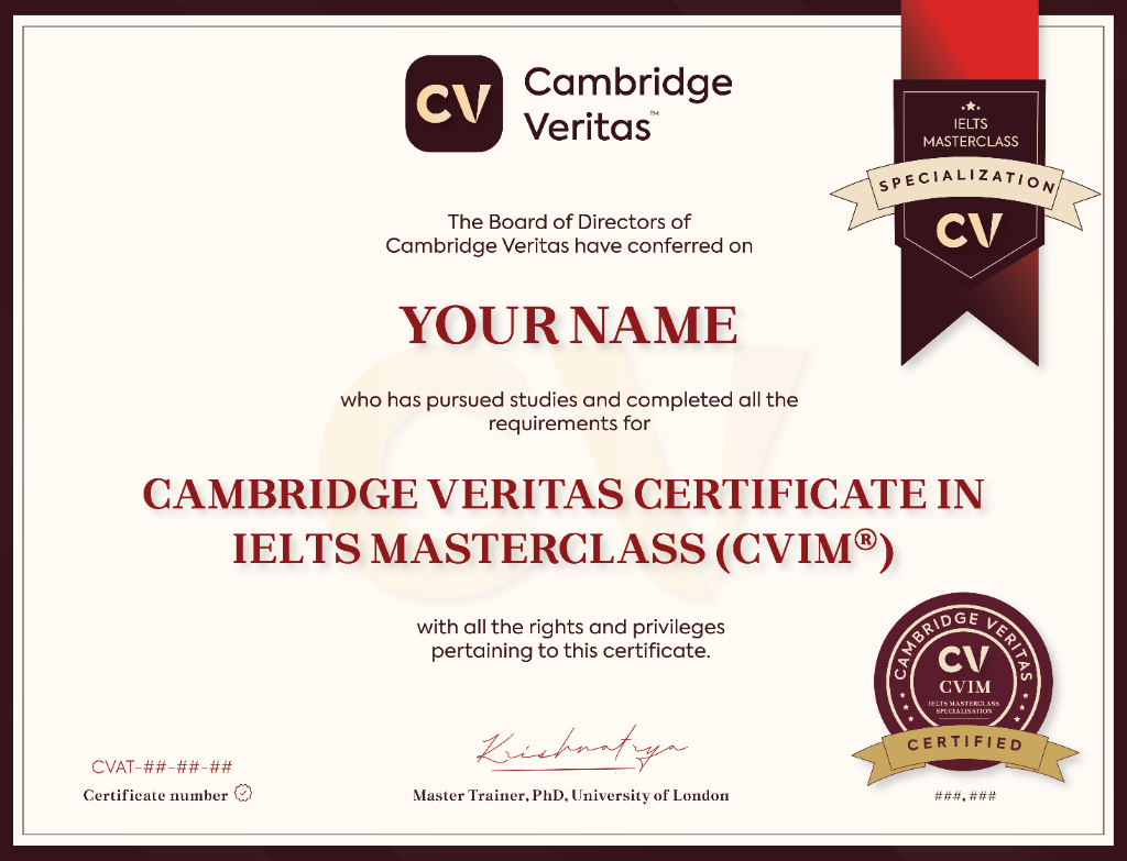 Cambridge Veritas Certificate in IELTS Masterclass (CVIM)