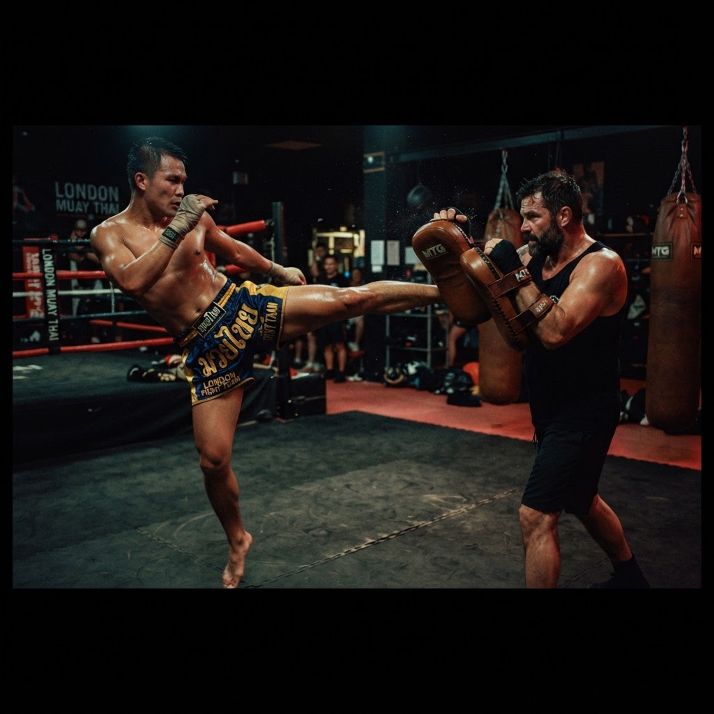Muay Thai fighter training at Basingstoke Muay Thai & MMA gym in Hampshire