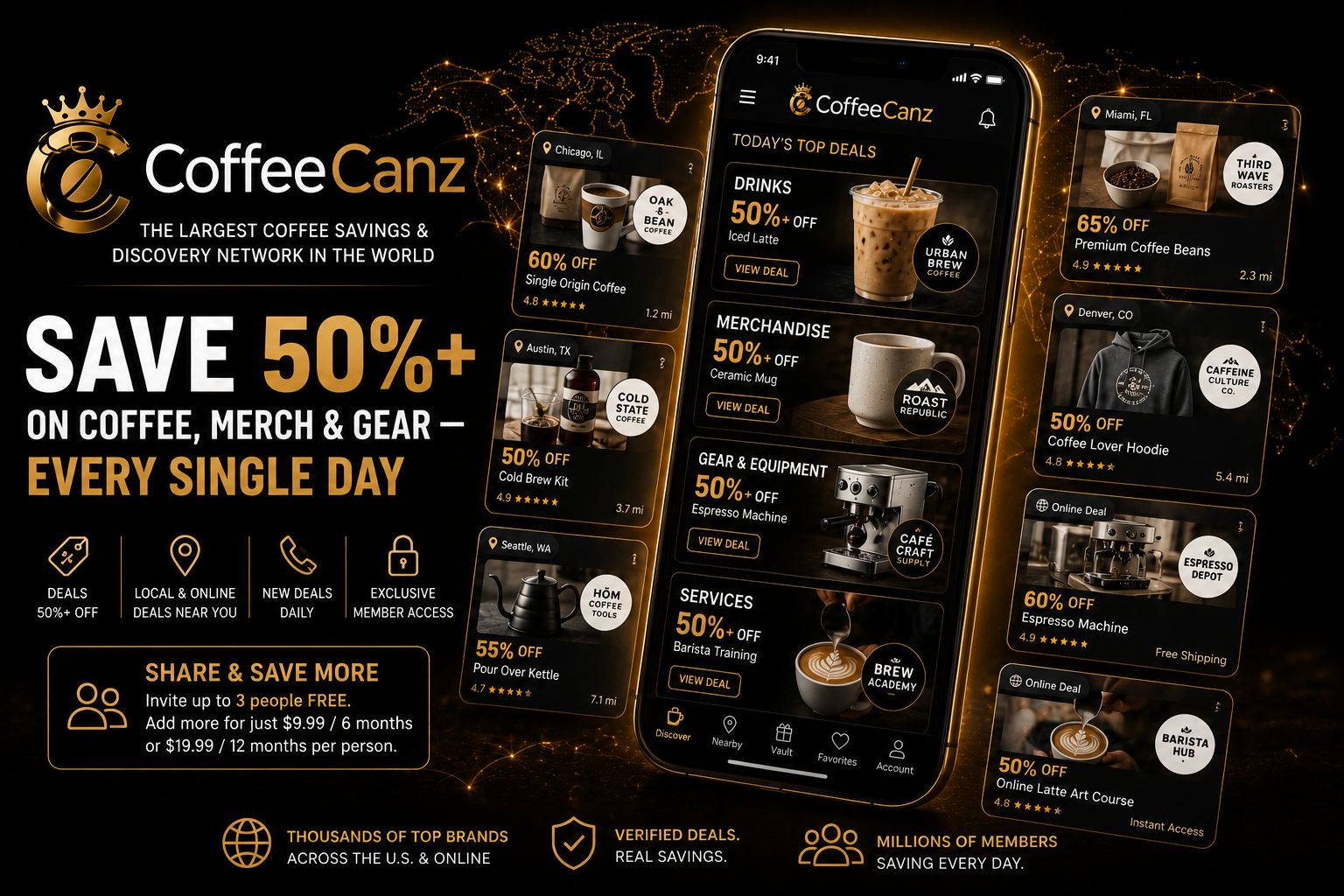 CoffeeCanz - save 50% plus on coffee, merch and gear every single day