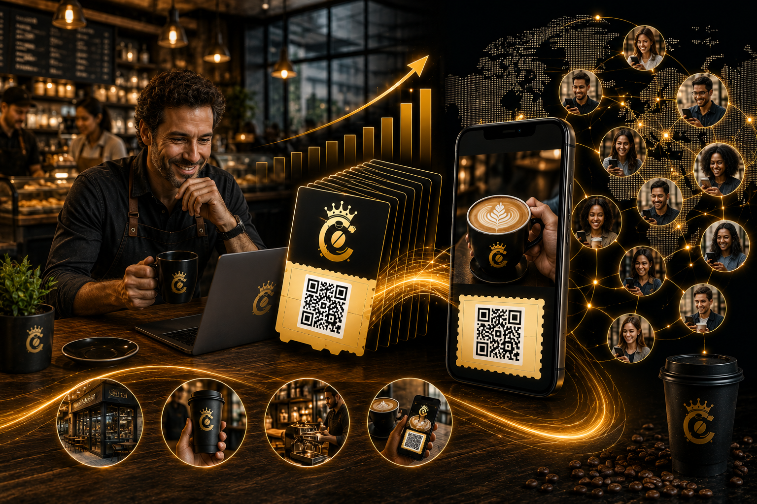 CoffeeCanz Custom Programs for chains, wholesalers, and enterprises — barista, voucher stacks, growth chart, mobile network, and global reach