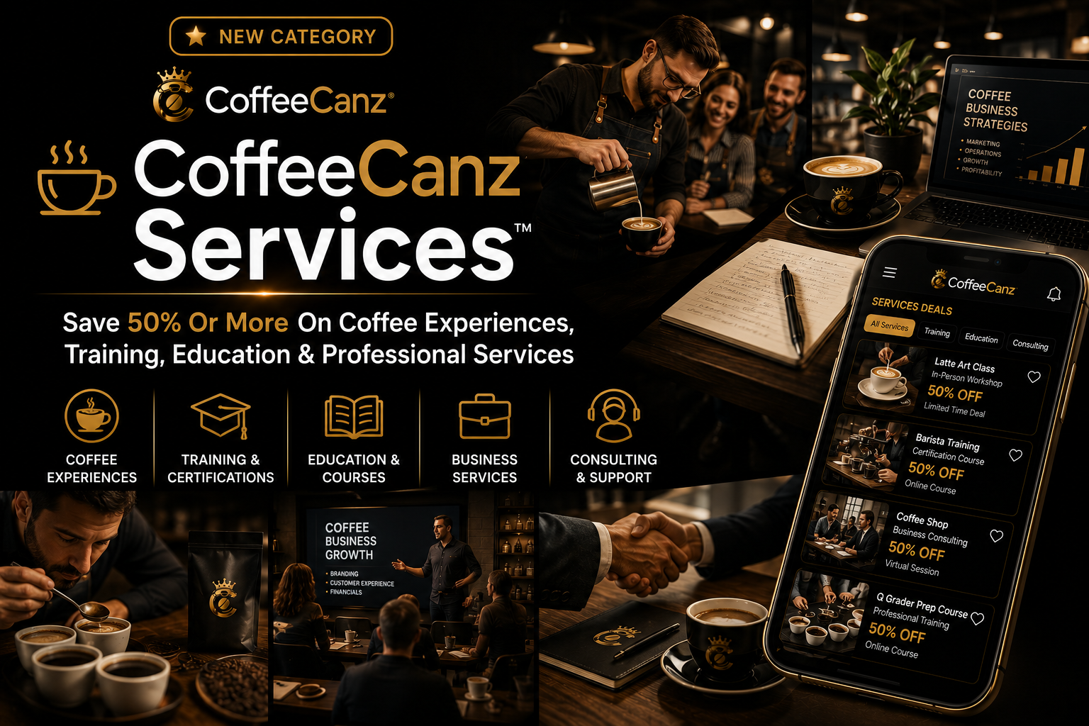 CoffeeCanz Services™ — Save 50% or more on coffee experiences, training, education & professional services