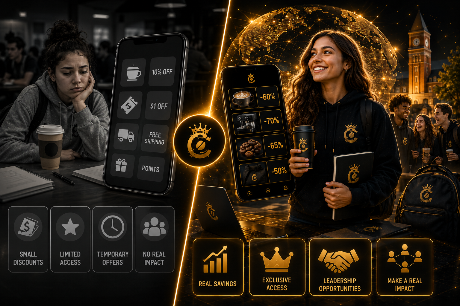 Why CoffeeCanz Is Different — small discounts and limited access vs real savings, exclusive access, leadership, and impact