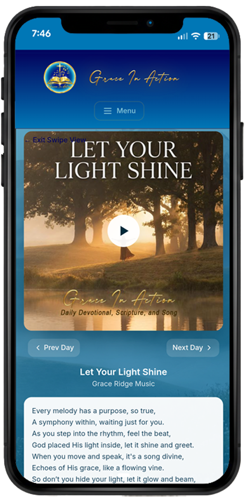 GIA App Mockup - Lyrics Swipe View
