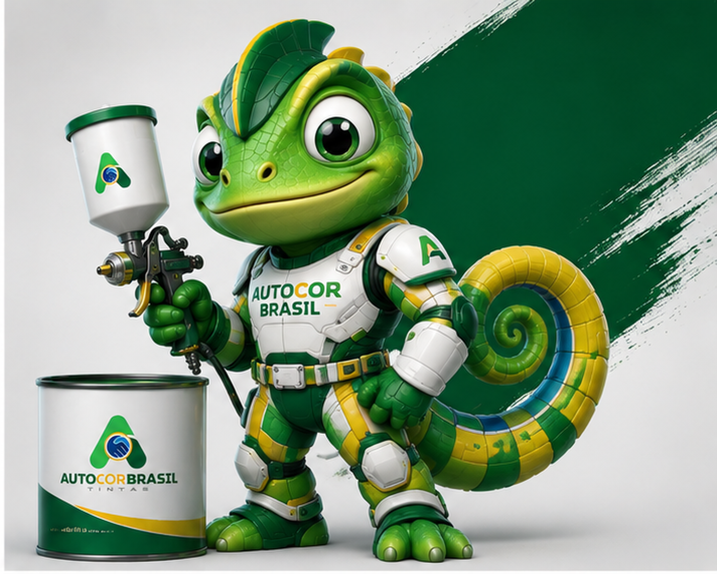 Mascote Autocor Brasil pintando