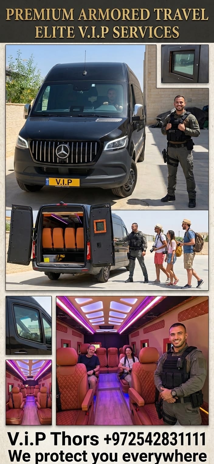 רכב VIP ממוגן ירי עם מאבטח חמוש – מחלקת האבטחה של Tour VIP