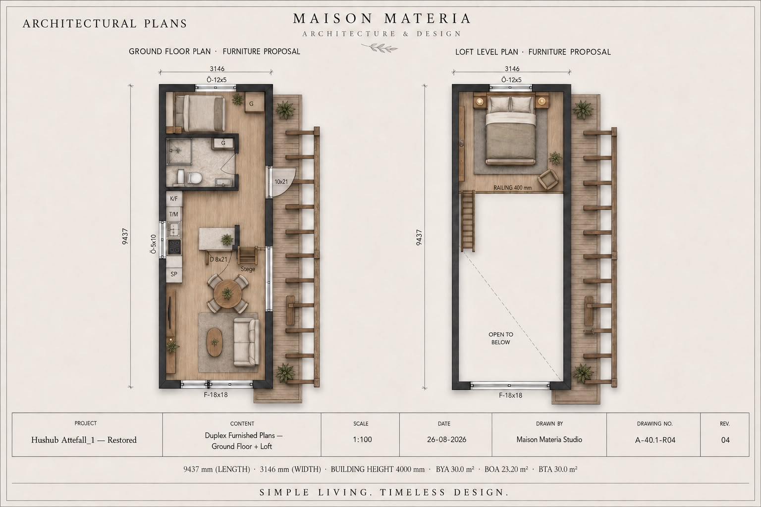Planritning bottenplan och loft