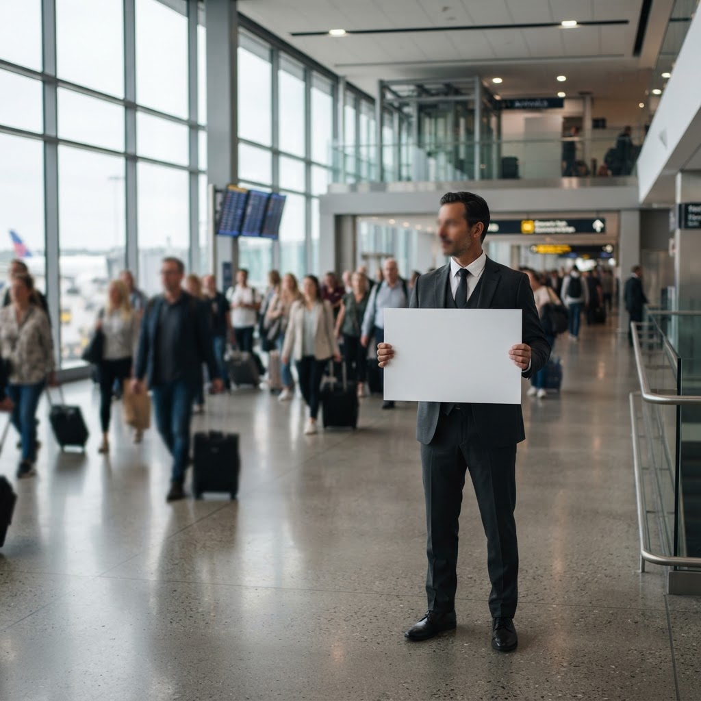 Recepción de clientes en el aeropuerto con chofer corporativo