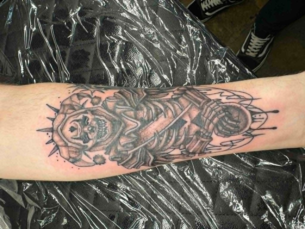 Skeleton forearm tattoo