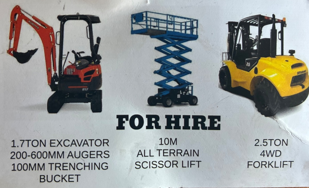 1.7T Digger, Sizzor Lift , Forklift