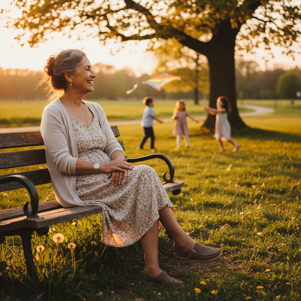 Abuela activa e independiente disfrutando con sus nietos