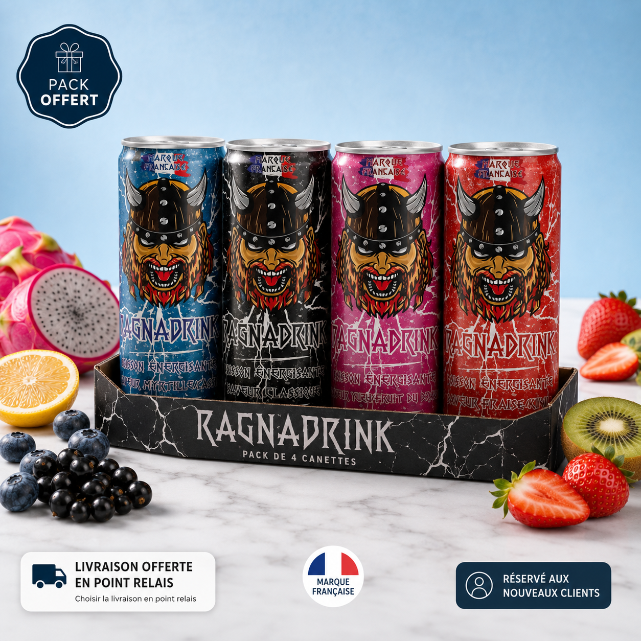 Pack de 4 canettes RagnaDrink offert