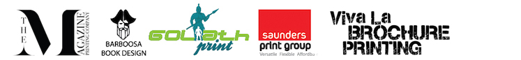 Goliath Print · Saunders Print Group · Viva La Brochure Printing · Magazine Printing Co · Barboosa Book Design