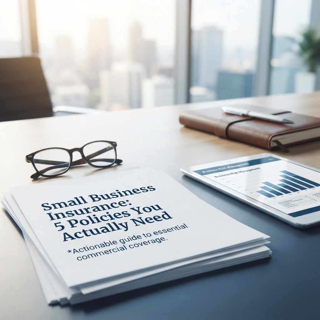 Here are a few options for your blog post title, keeping them under 60 characters and optimized for search:

**The "Must-Have" Approach (Strongest for CTR)**
*   Small Business Insurance: 5 Policies You Actually Need

**The Benefit-Driven Approach**
*   Protect Your Business: Essential Insurance Guide

**The Authoritative Approach**
*   Small Business Insurance 101: A Complete Coverage Guide

**The "Risk-Mitigation" Approach**
*   Don't Risk It: Essential Insurance for Small Business

**My top recommendation:**
*   **Small Business Insurance: 5 Policies You Actually Need** 
*(It promises specific, actionable value and hits the high-intent keywords perfectly.)*