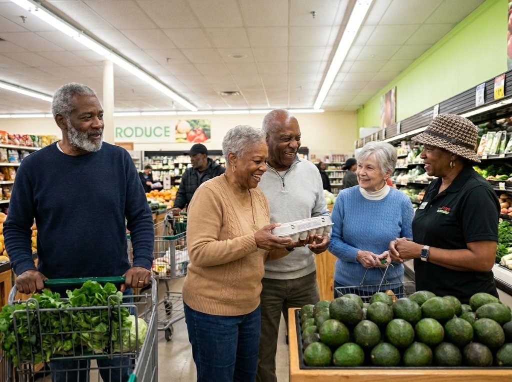 Seniors at grocery store