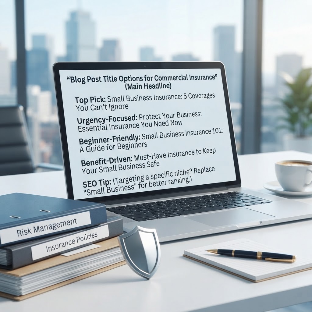 Here are a few options for your blog post title, keeping them under 60 characters and optimized for clicks:

**Top Pick:**
*   **Small Business Insurance: 5 Coverages You Can’t Ignore**

**Urgency-Focused:**
*   **Protect Your Business: Essential Insurance You Need Now**

**Beginner-Friendly:**
*   **Small Business Insurance 101: A Guide for Beginners**

**Benefit-Driven:**
*   **Must-Have Insurance to Keep Your Small Business Safe**

**SEO Tip:** If you are targeting a specific niche (e.g., retail, consulting, e-commerce), replace "Small Business" with your specific industry to improve your search ranking for those keywords.