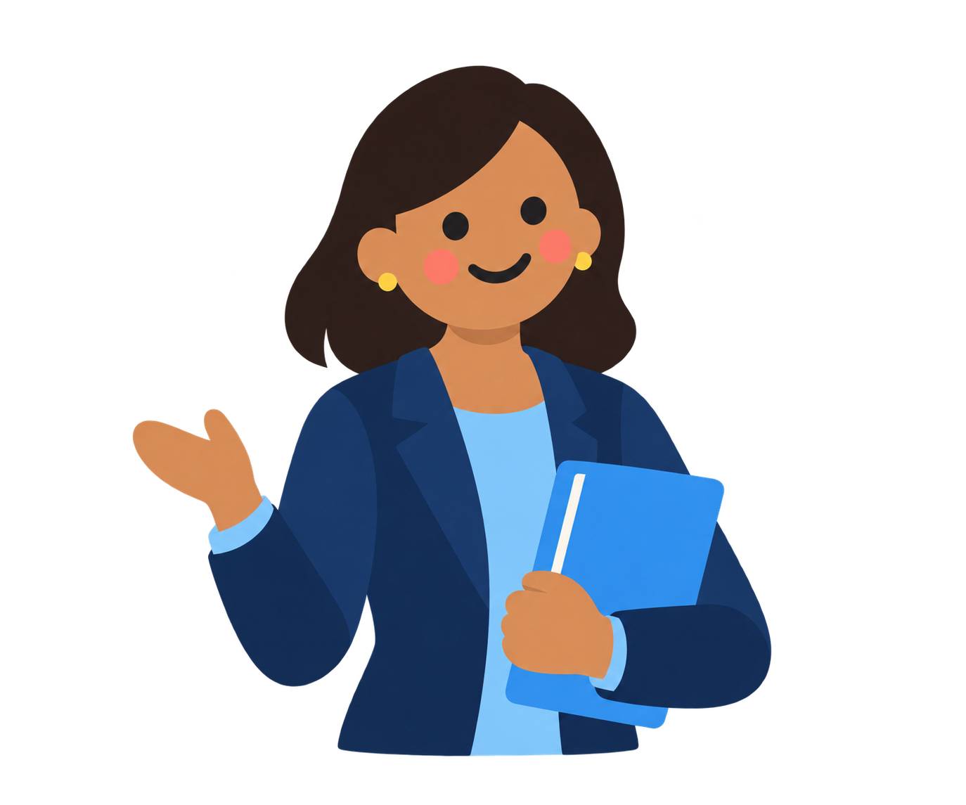 Ilustración de una profesional de la educación con una carpeta