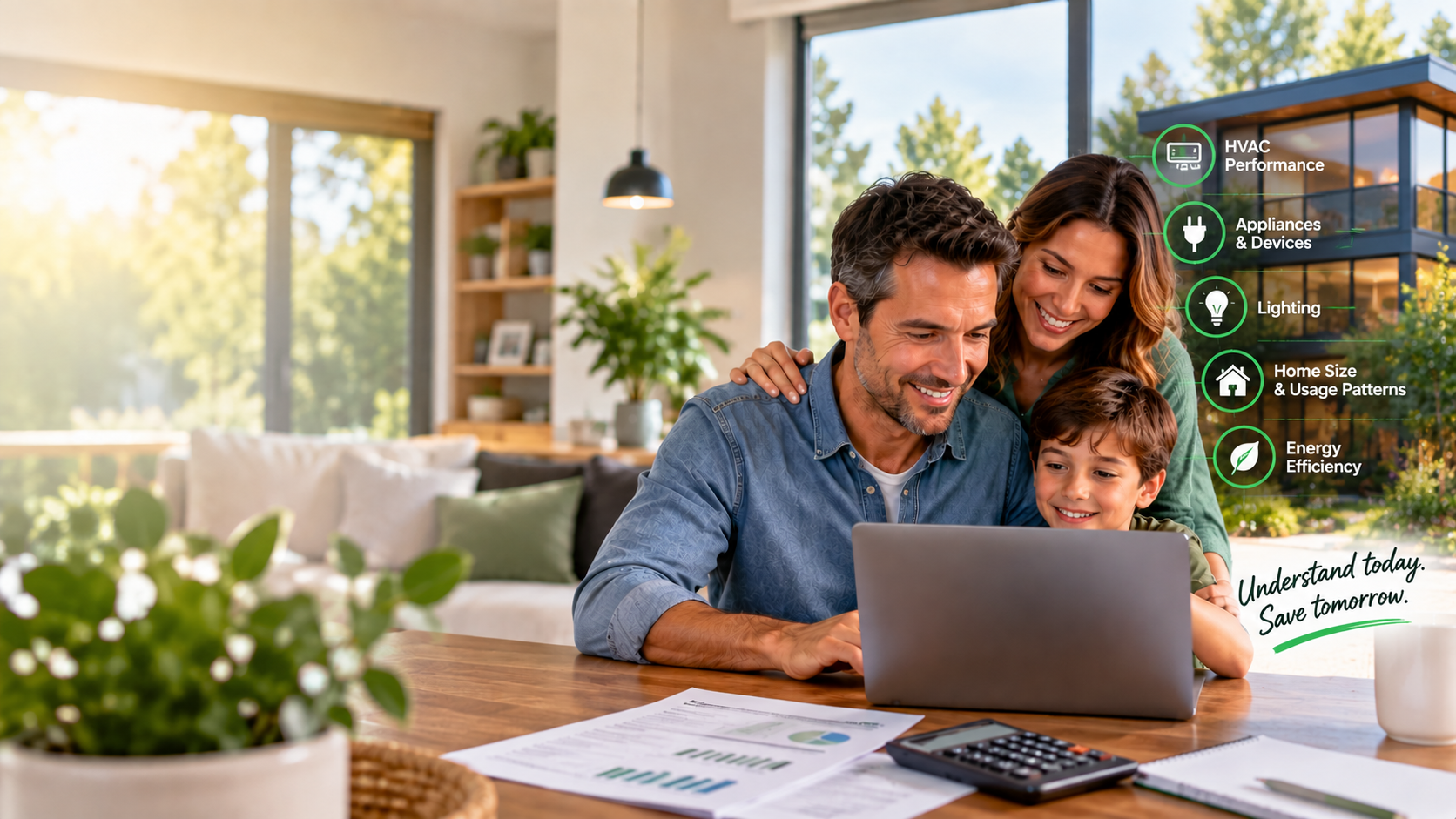 Family reviewing their energy usage