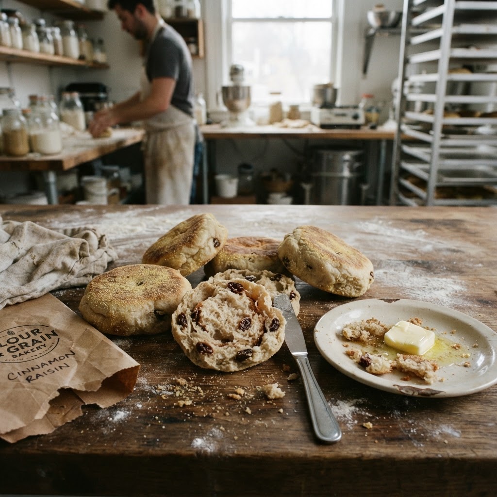 Cinnamon Raisin Sourdough English Muffin