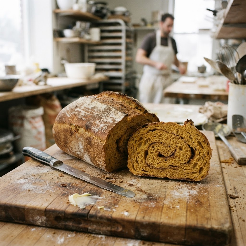 Savory Pumpkin Cinnamon Sourdough Bread
