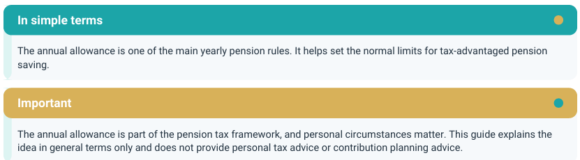 Annual allowance summary
