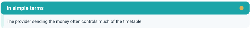 Ceding provider controls timing